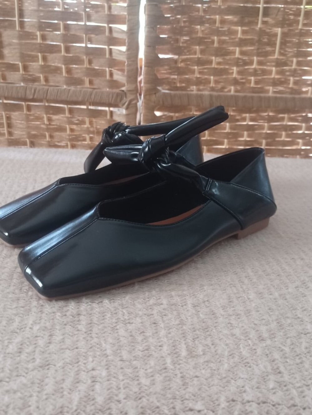 Black Faux Leather Shoes, Women's Size 6